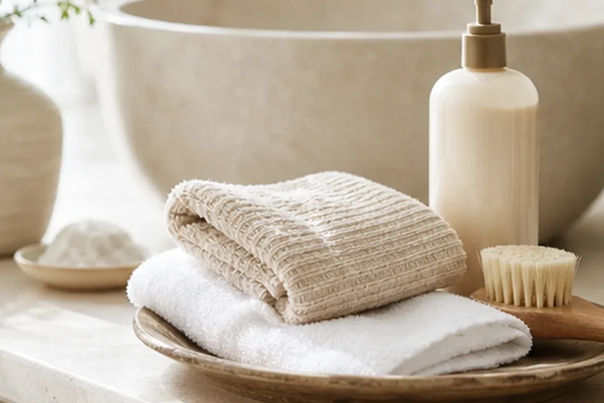 Hochwertige Beauty-Inszenierung zu Auswahlkriterien für Körperpeeling bei Keratosis pilaris