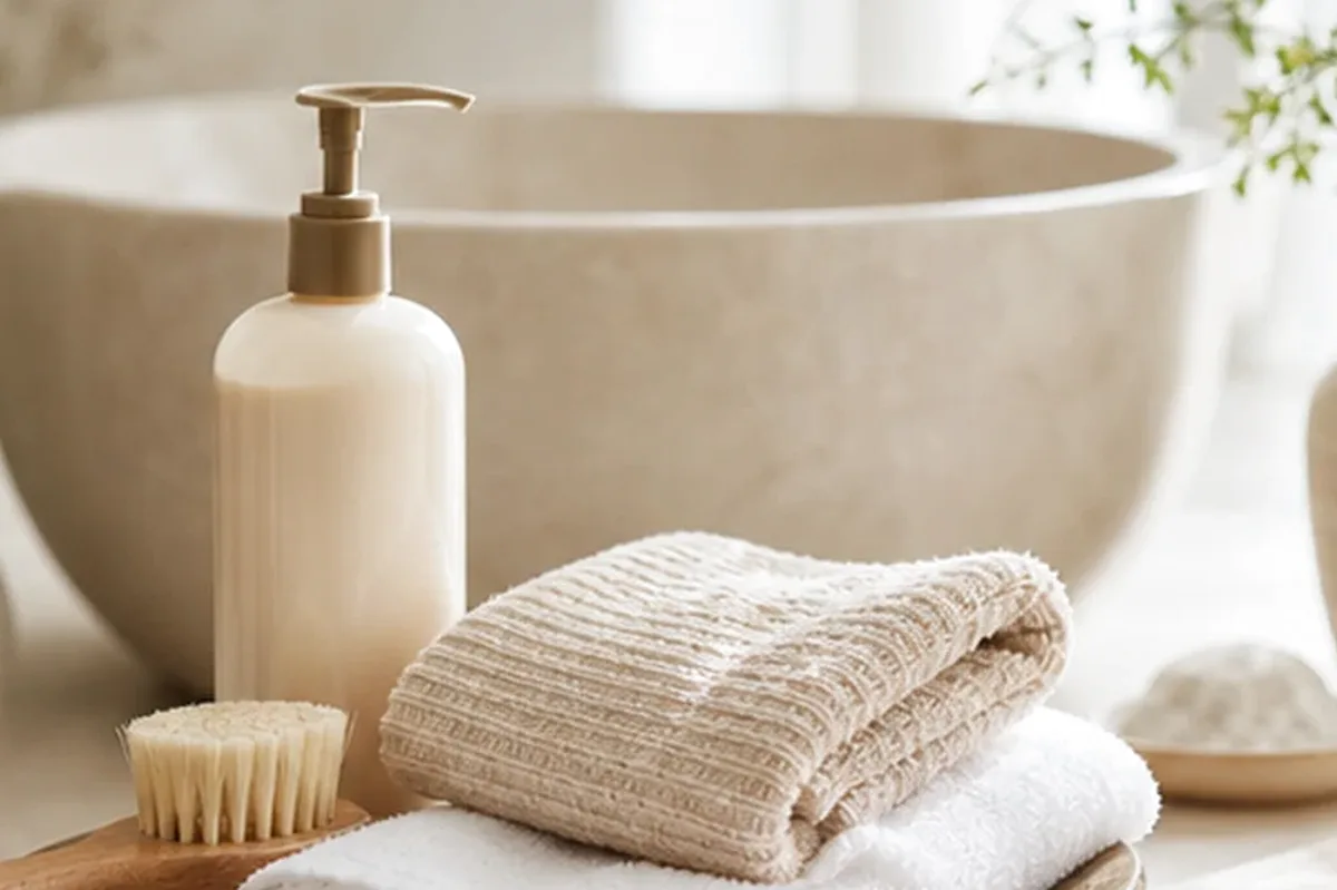 Hochwertige Beauty-Inszenierung zu Auswahlkriterien für Körperlotion für müde Füße