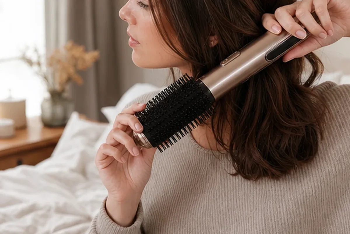 Hochwertige Beauty-Inszenierung zu Auswahlkriterien für Haartrockner für trockenes Haar