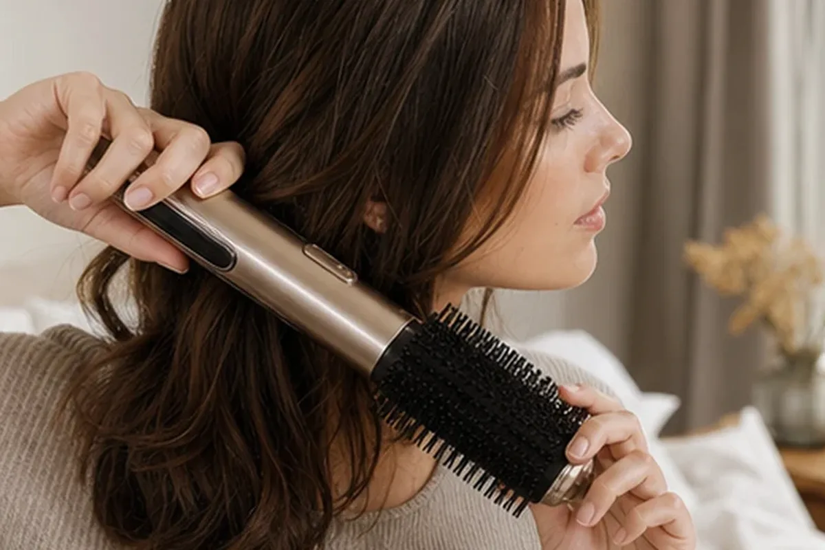 Authentischer Wohlfühlmoment passend zum Beauty-Thema Kopfhautserum für lockiges Haar