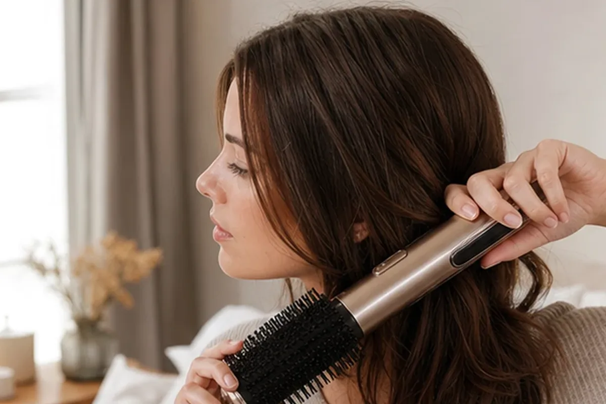 Authentische Beauty-Routine passend zum Thema Warmluftbürste für lockiges Haar