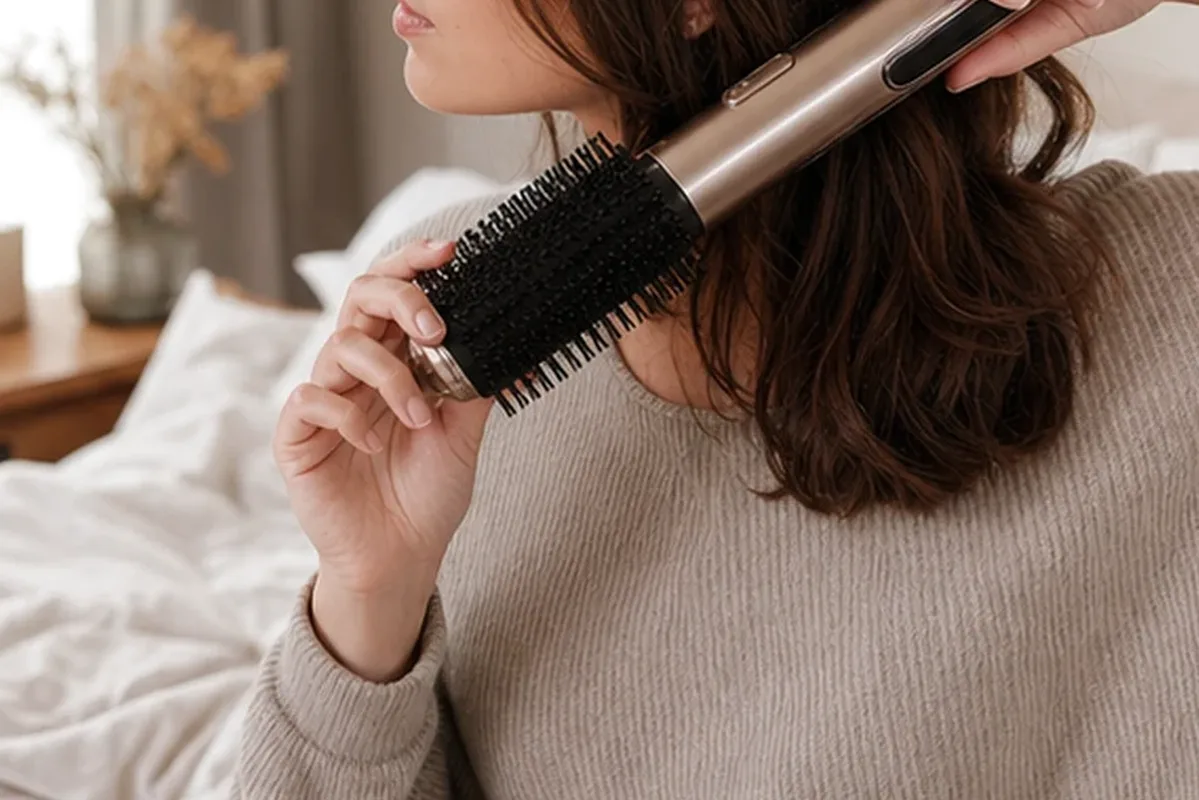 Authentischer Wohlfühlmoment passend zum Beauty-Thema Lockenstab für Reisen