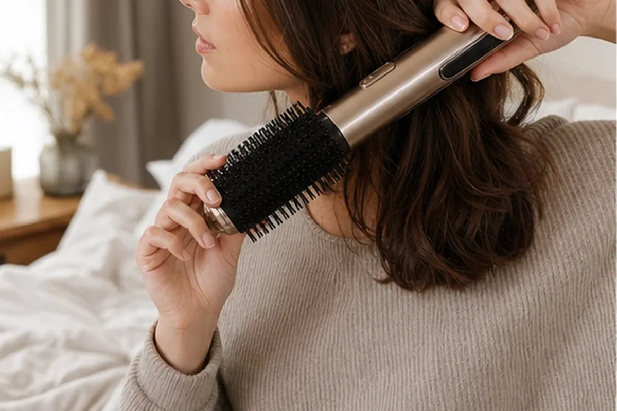 Authentische Beauty-Routine passend zum Thema Haartrockner für feines Haar