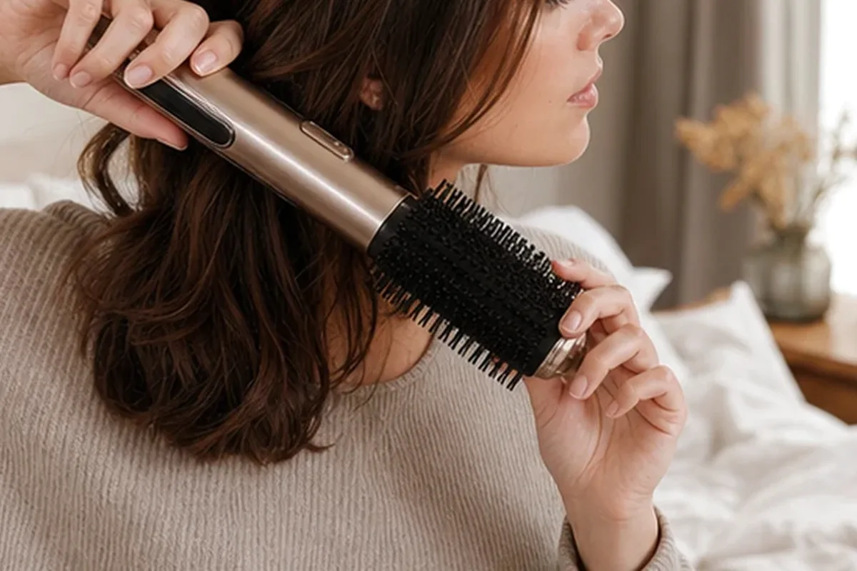 Authentischer Wohlfühlmoment passend zum Beauty-Thema Silbershampoo bei Frizz