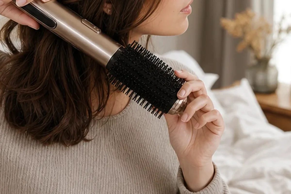 Authentischer Wohlfühlmoment passend zum Beauty-Thema Lockengel für trockenes Haar