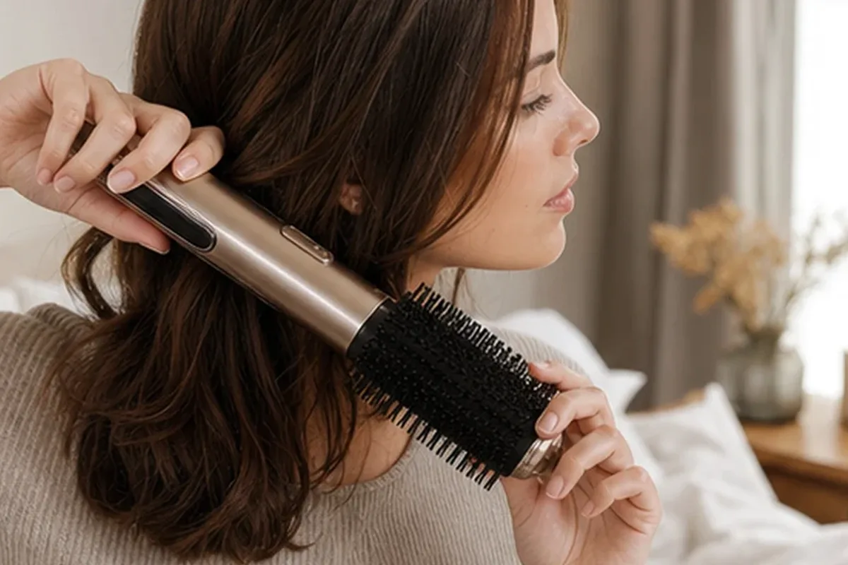 Authentischer Wohlfühlmoment passend zum Beauty-Thema Volumenspray bei Frizz
