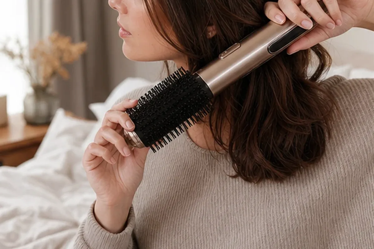 Redaktioneller Beauty-Moment zur Ausgangslage bei Haarbürste für lockiges Haar
