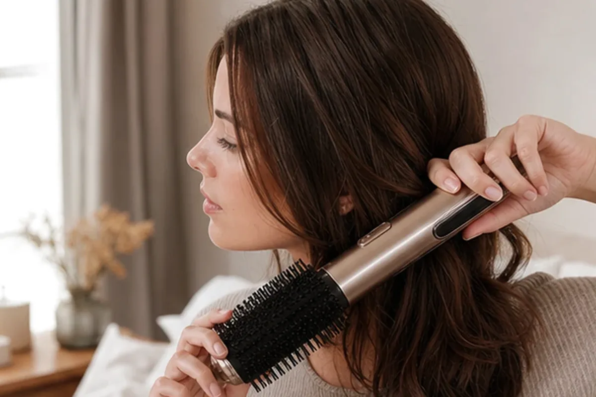 Hochwertige Beauty-Inszenierung zu Auswahlkriterien für Haartrockner für strapaziertes Haar