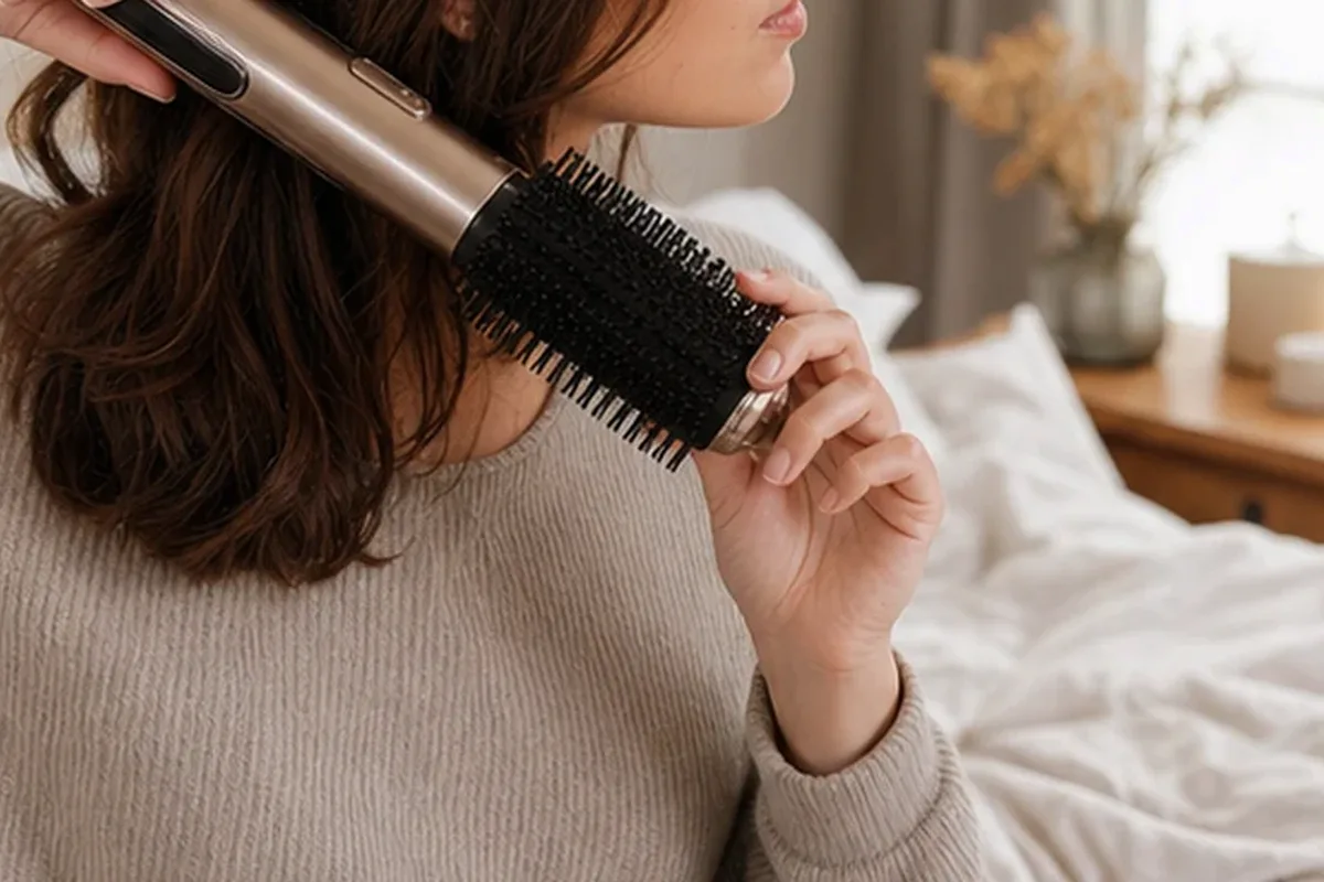 Authentische Beauty-Routine passend zum Thema Warmluftbürste für lockiges Haar