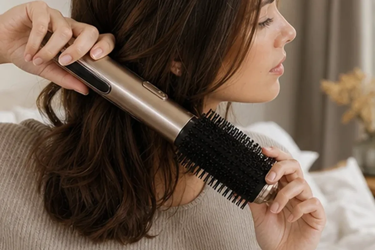 Authentischer Wohlfühlmoment passend zum Beauty-Thema Lockengel für feines Haar