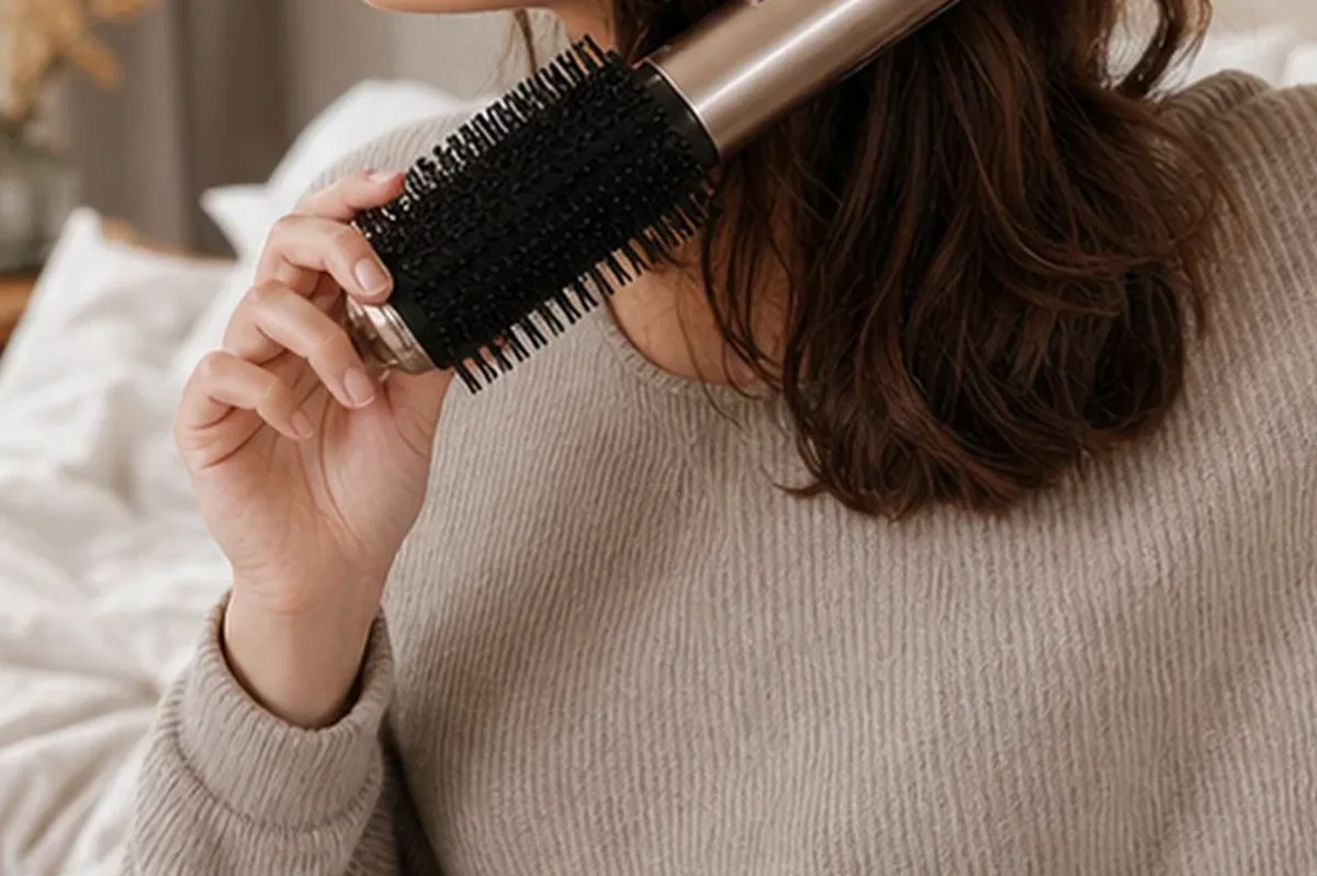 Authentischer Wohlfühlmoment passend zum Beauty-Thema Tiefenreinigungsshampoo für trockenes Haar