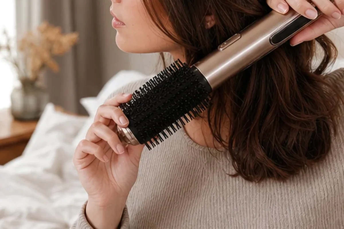 Authentischer Wohlfühlmoment passend zum Beauty-Thema Trockenshampoo für strapaziertes Haar