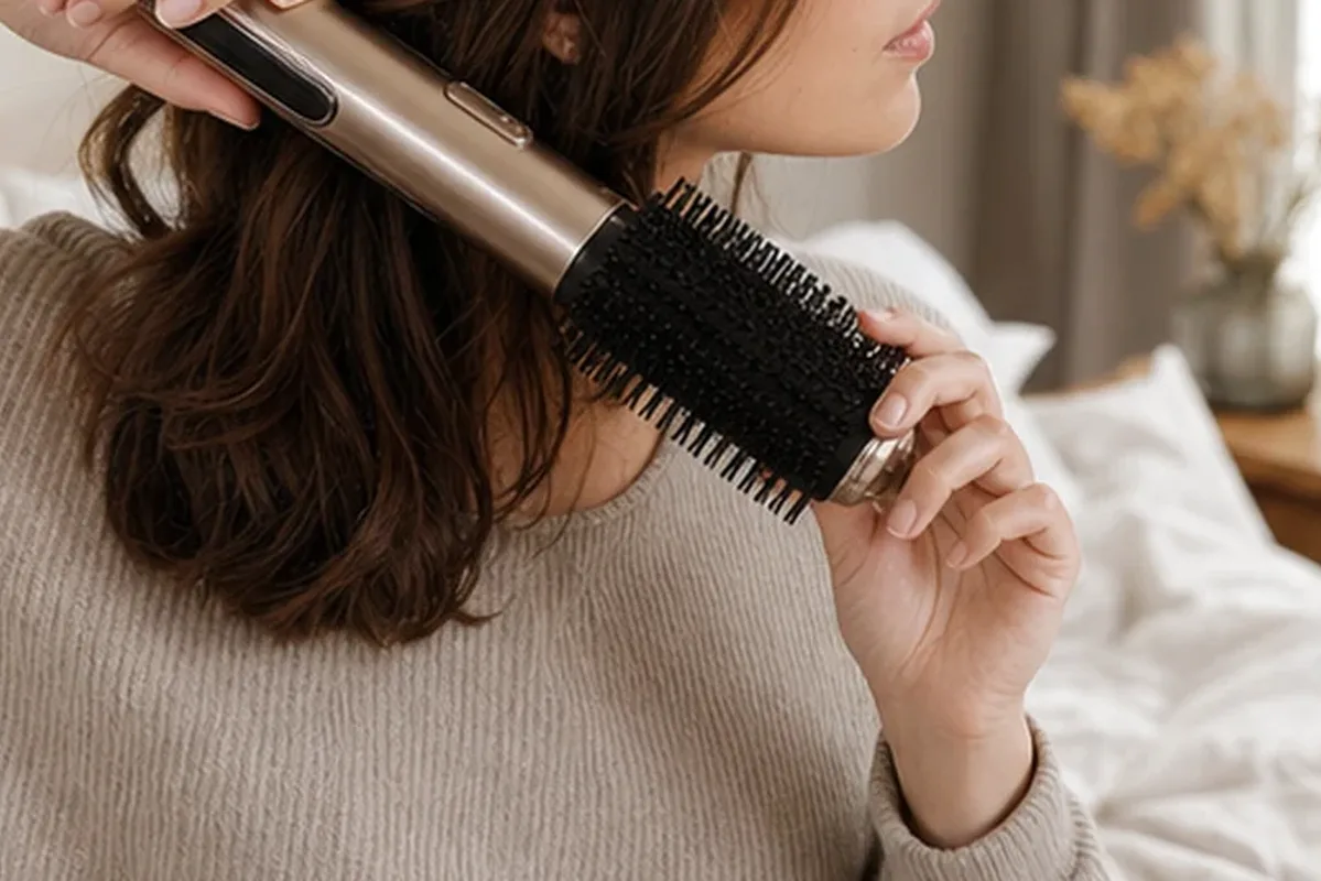 Authentischer Wohlfühlmoment passend zum Beauty-Thema Haarmaske bei fettigem Ansatz