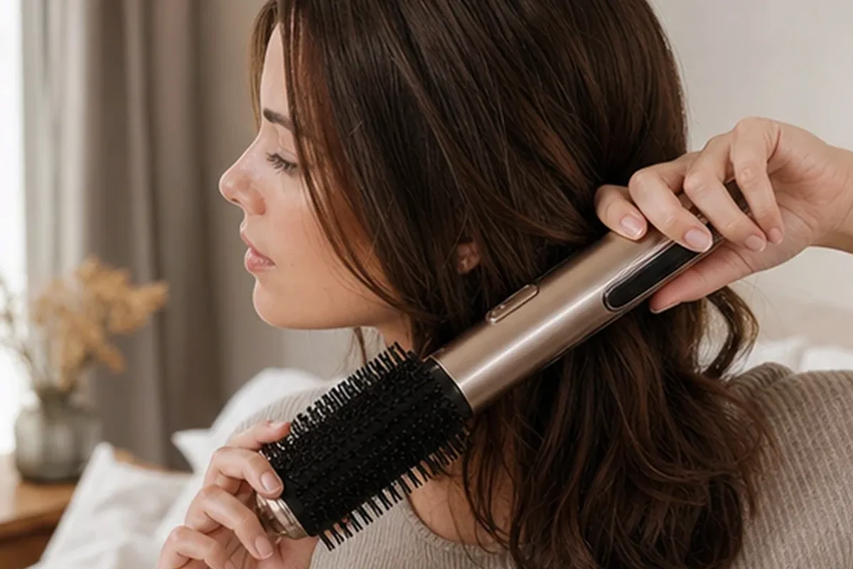 Authentischer Wohlfühlmoment passend zum Beauty-Thema Volumenspray für empfindliche Kopfhaut