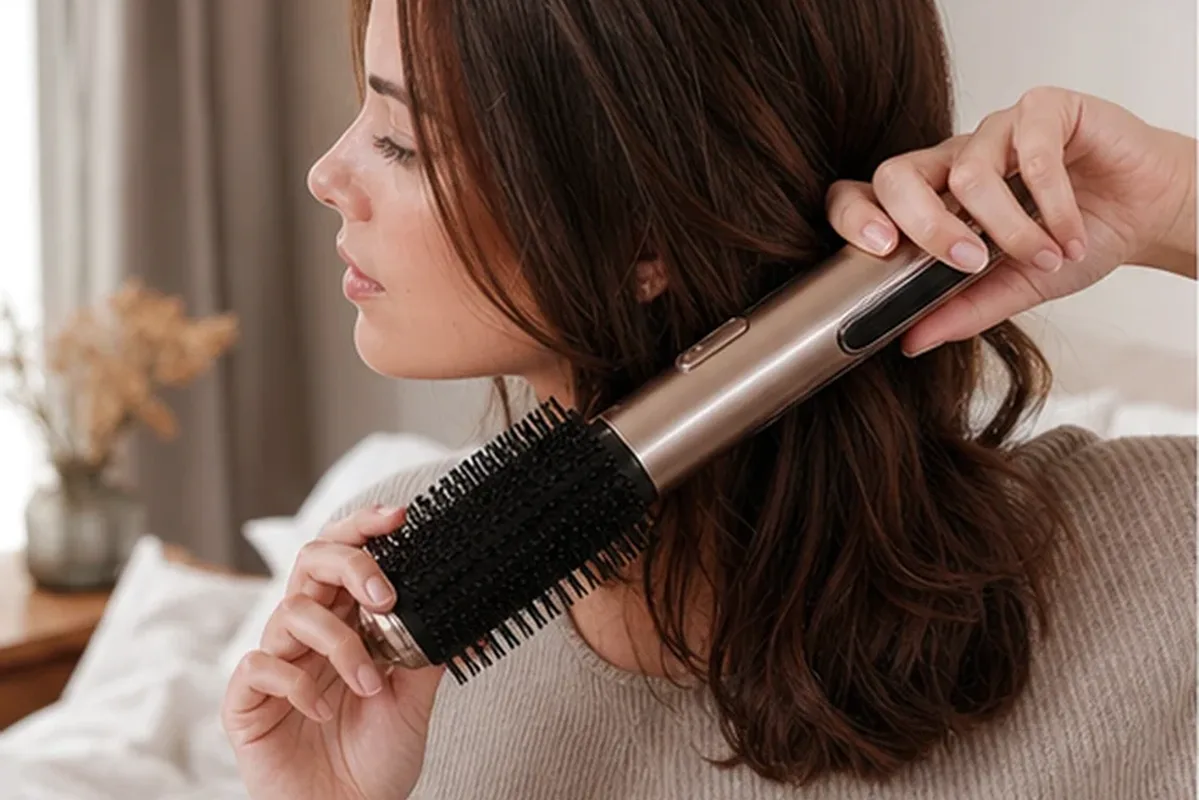 Authentische Beauty-Routine passend zum Thema Warmluftbürste für Reisen
