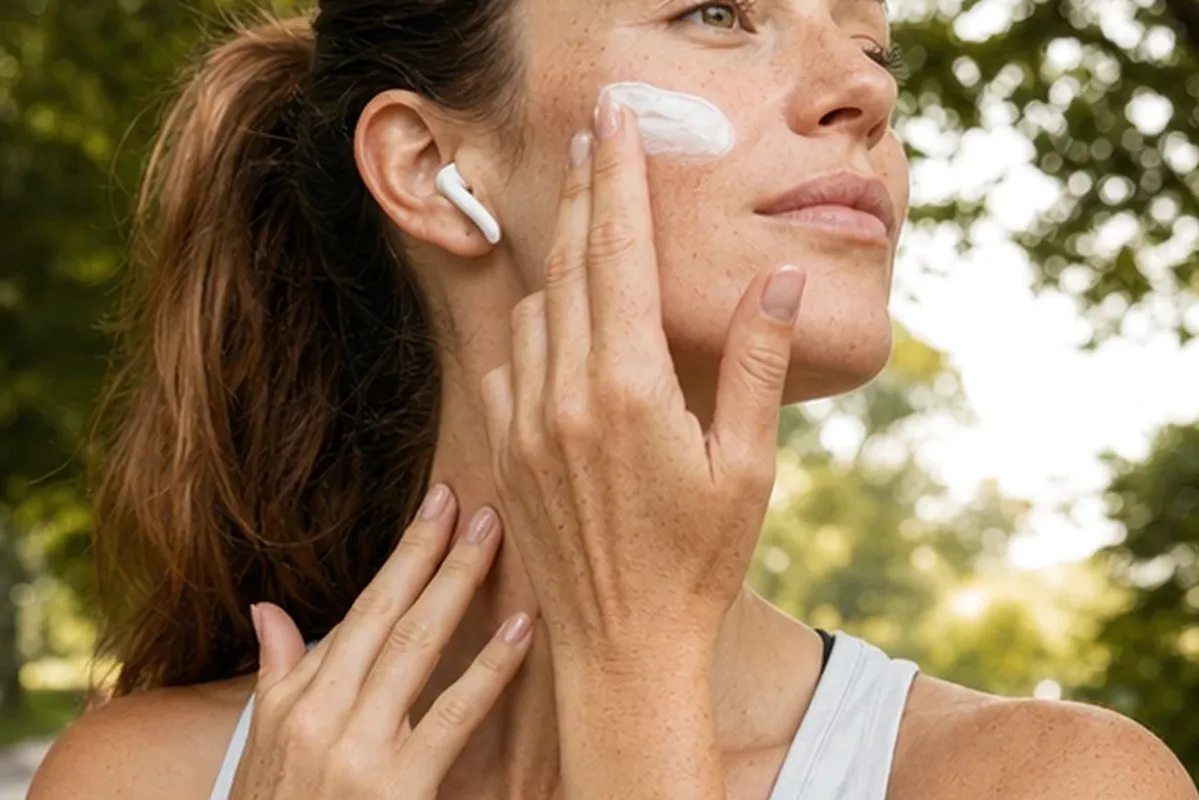 Authentischer Wohlfühlmoment passend zum Beauty-Thema Gesichtswasser bei ersten Fältchen