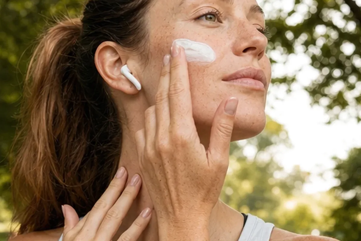 Authentischer Wohlfühlmoment passend zum Beauty-Thema Feuchtigkeitsserum bei ersten Fältchen