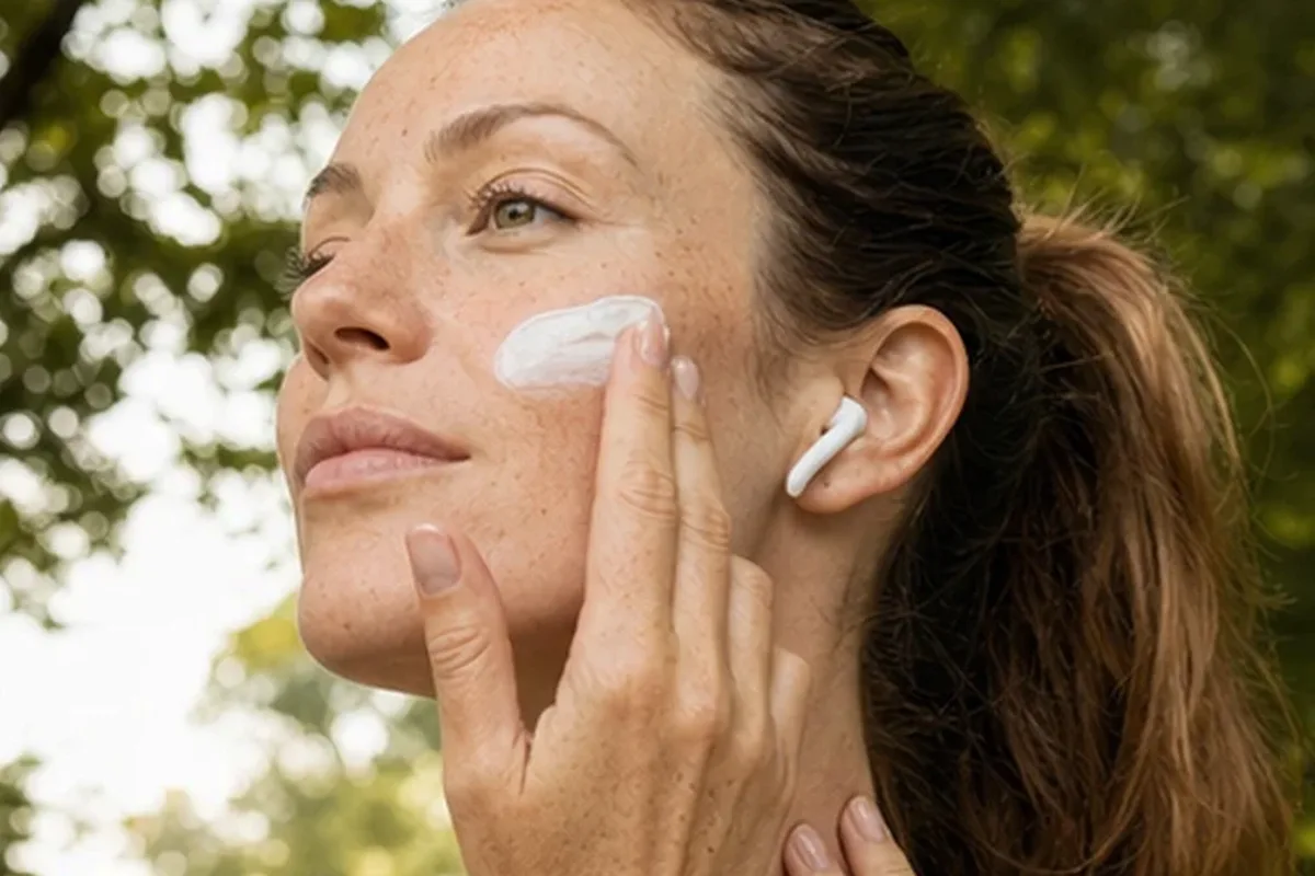 Authentischer Wohlfühlmoment passend zum Beauty-Thema Augenpflege bei ersten Fältchen