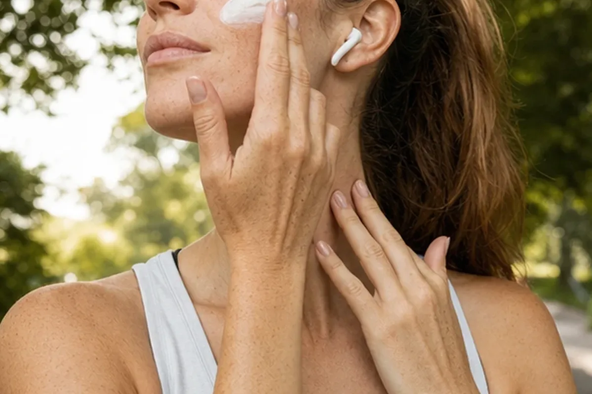 Authentischer Wohlfühlmoment passend zum Beauty-Thema Gesichtscreme für trockene Haut