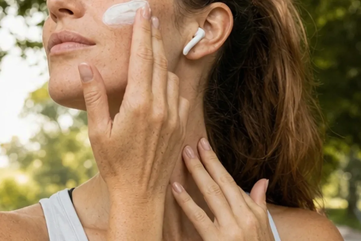 Authentischer Wohlfühlmoment passend zum Beauty-Thema Hyaluron-Serum bei Pigmentflecken