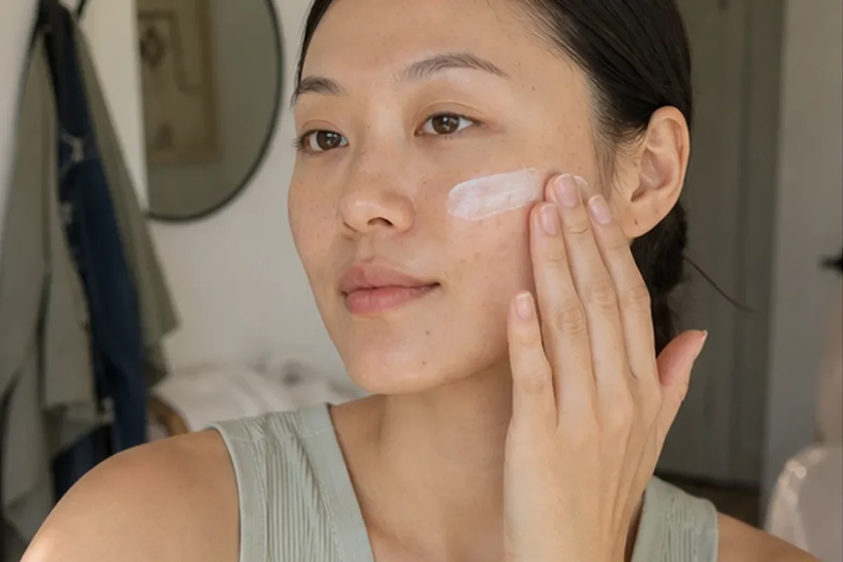 Authentischer Wohlfühlmoment passend zum Beauty-Thema Hautbarriere-Pflege für trockene Haut