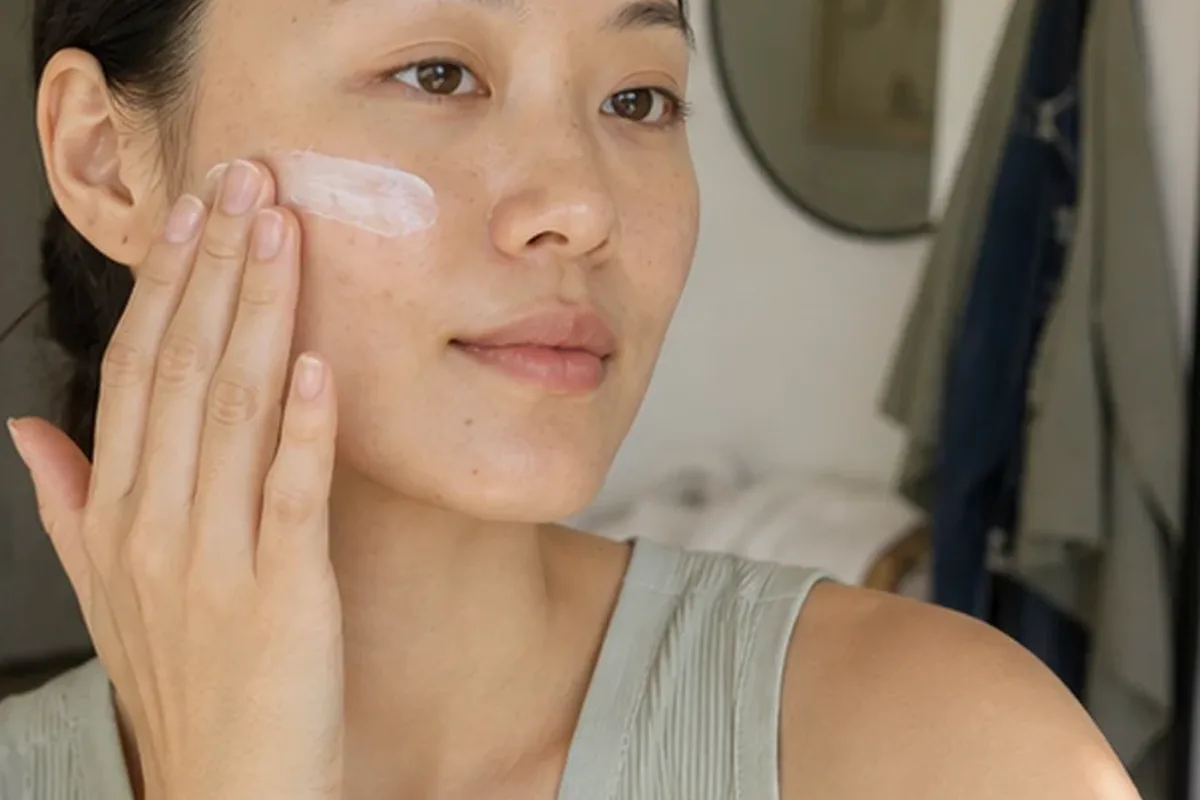 Authentischer Wohlfühlmoment passend zum Beauty-Thema Hyaluron-Serum bei Pigmentflecken