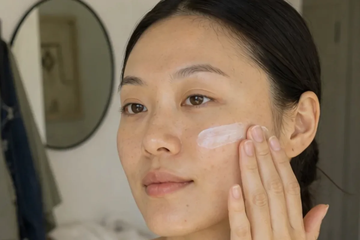 Authentischer Wohlfühlmoment passend zum Beauty-Thema Hautbarriere-Pflege bei ersten Fältchen
