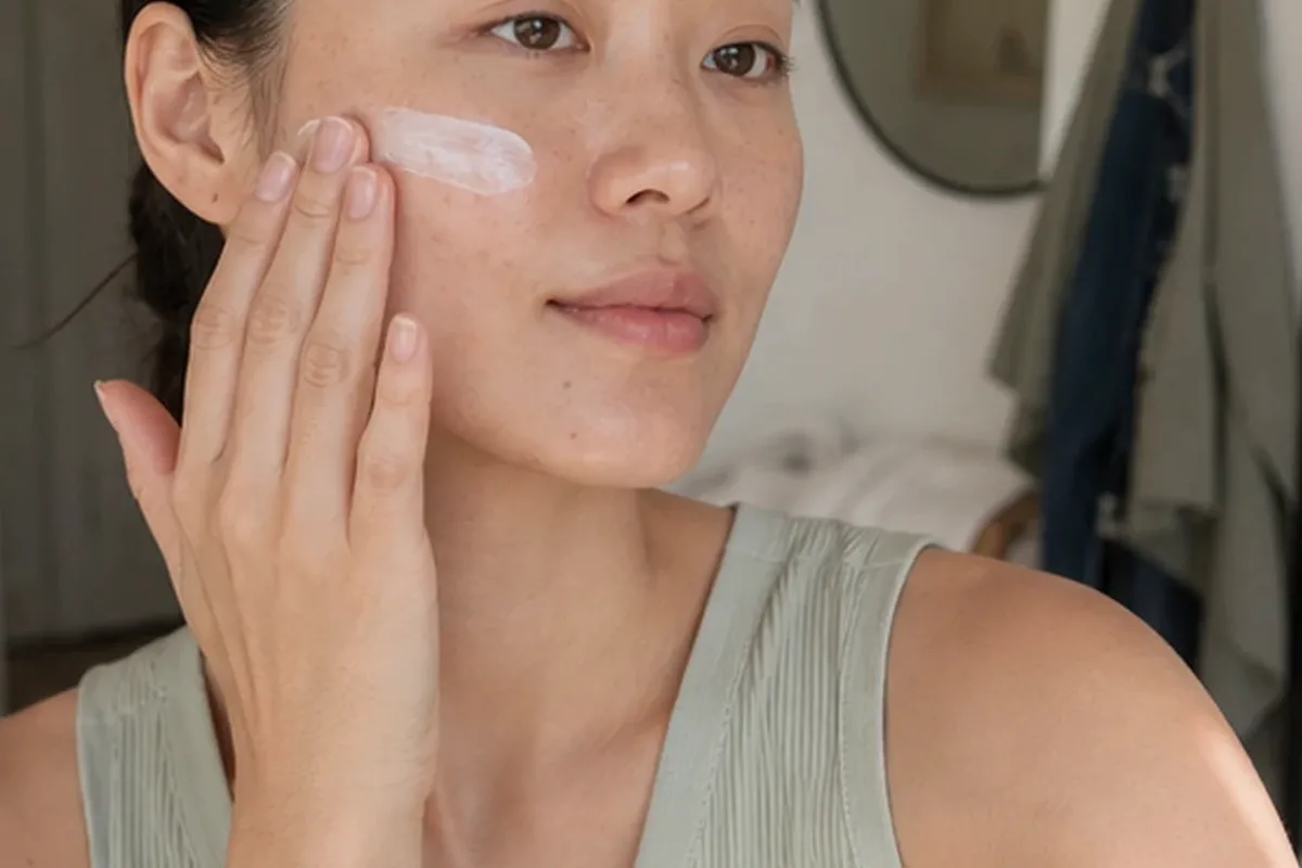 Authentischer Wohlfühlmoment passend zum Beauty-Thema Gesichtsreinigungsbürste bei wenig Zeit