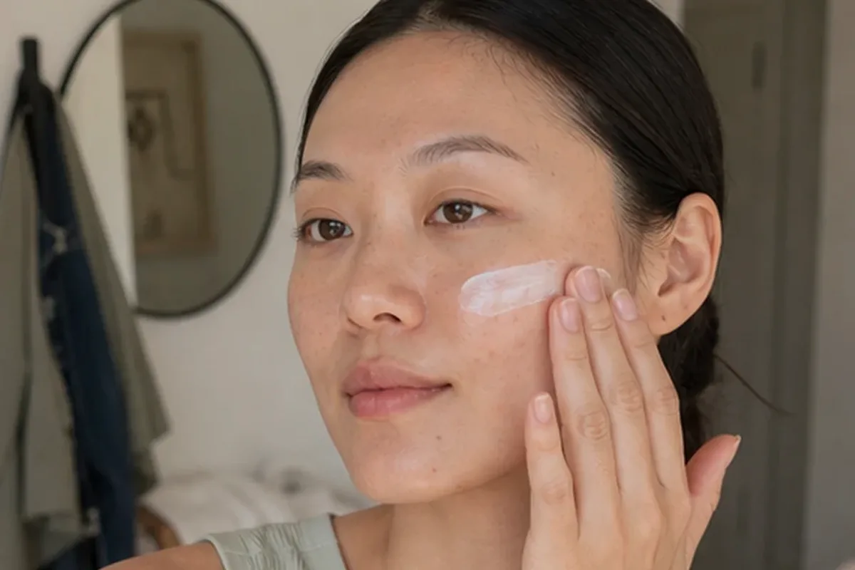 Authentischer Wohlfühlmoment passend zum Beauty-Thema Gesichtsmaske für unreine Haut