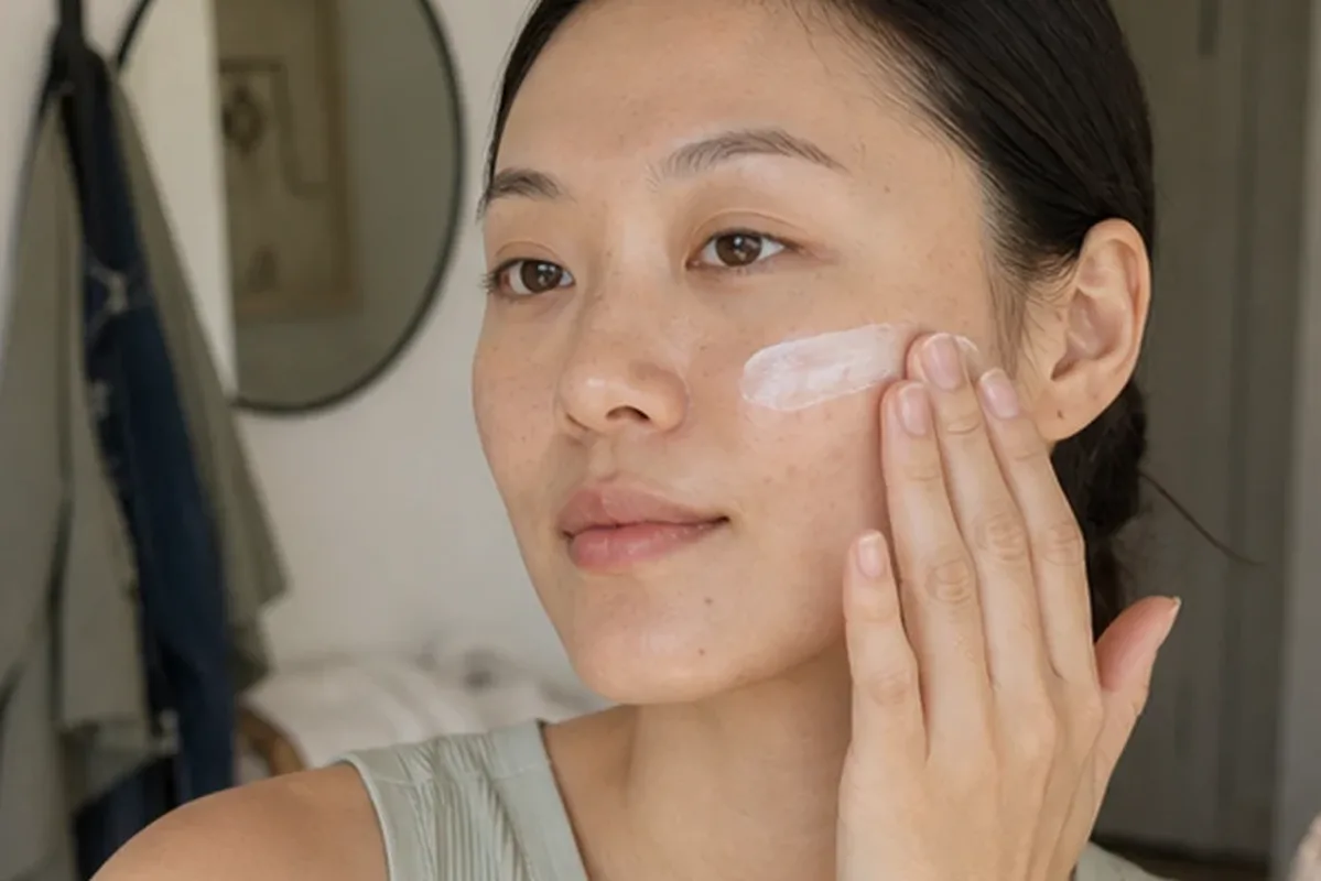 Authentischer Wohlfühlmoment passend zum Beauty-Thema Niacinamid-Serum bei Rötungen