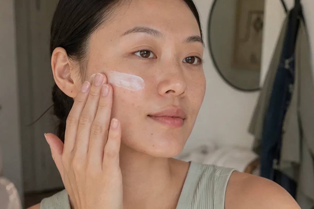 Authentischer Wohlfühlmoment passend zum Beauty-Thema Hautpflege: Routinen für morgens und abends