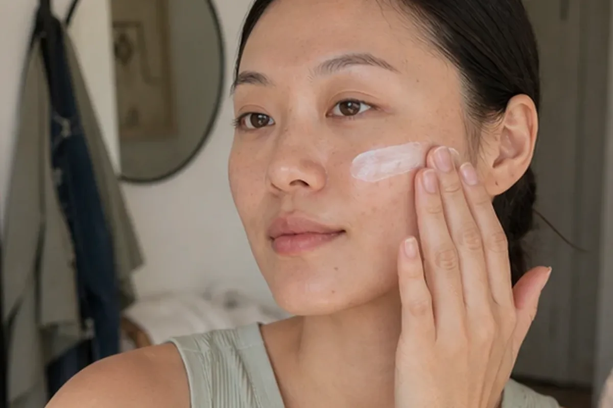 Authentischer Wohlfühlmoment passend zum Beauty-Thema Gesichtsreinigung für trockene Haut